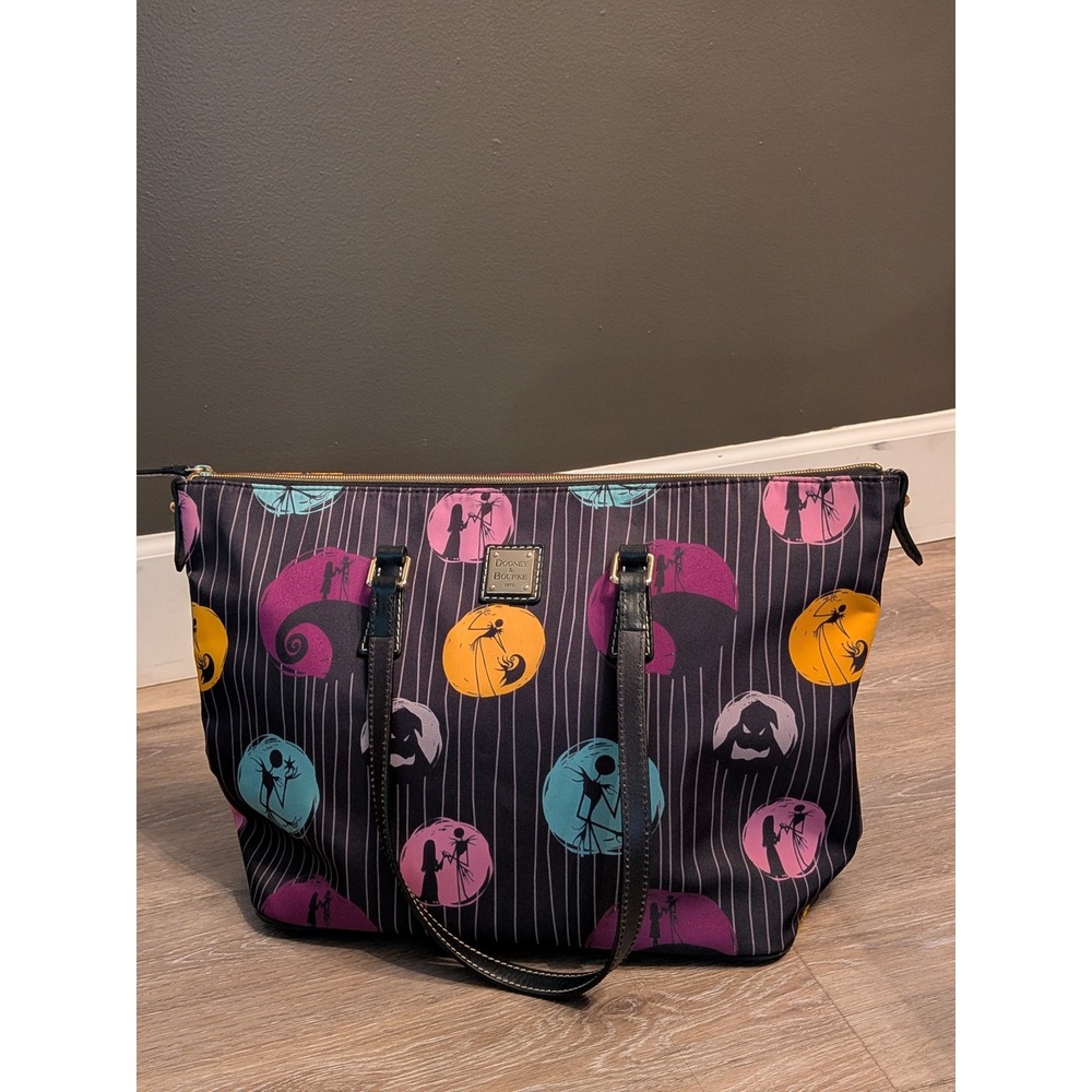 Dooney & Bourke Disney Nightmare Before Christmas Tote Bag Jack Sally Pinstripe